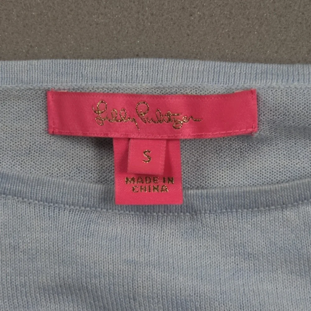 Lilly Pulitzer Marilina Tunic Sweater Womens Small Light Blue Metallic Preppy